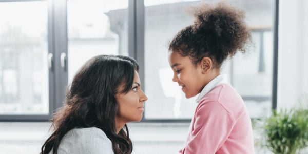 Mother and daughter talking